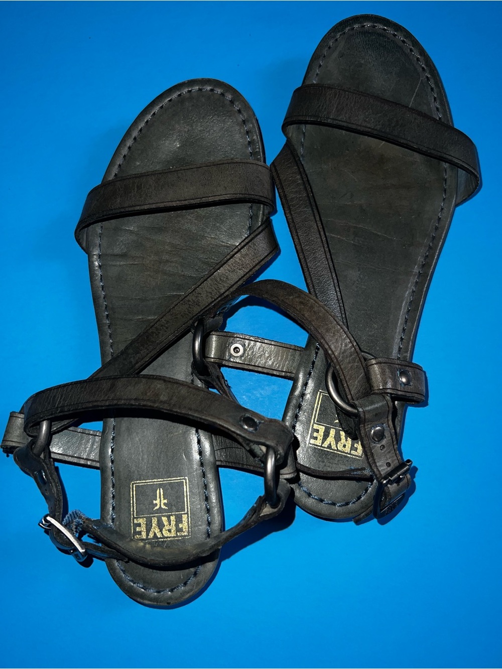 Frye Carson Ring Sling Sandal Grey Leather